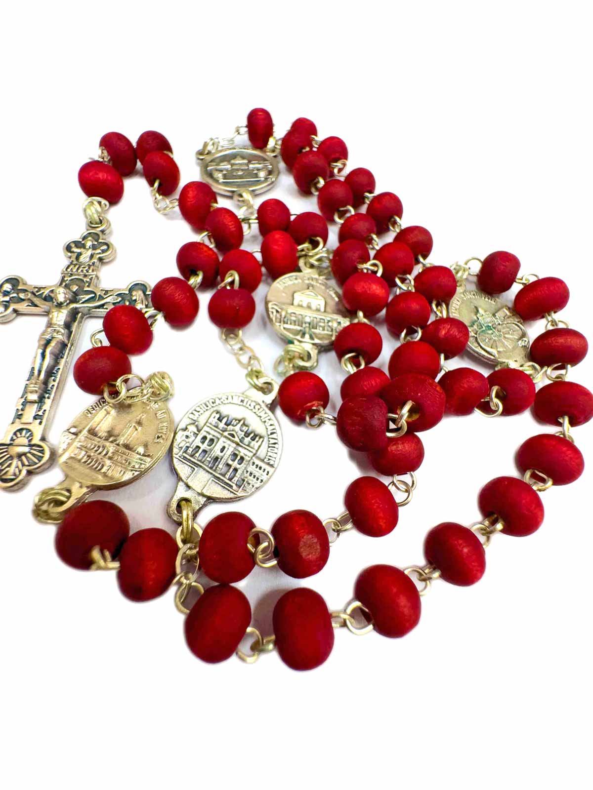 Rosario Rojo con Crucifijo 4 Basílicas Papales - Imagen 8
