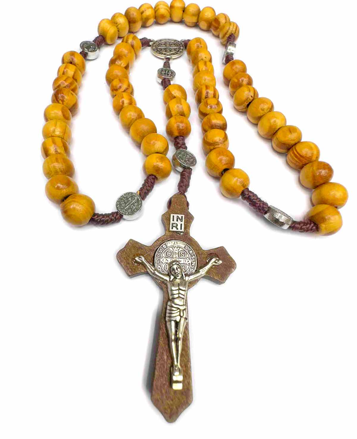 Rosario Católico de Madera con Crucifijo - Imagen 9